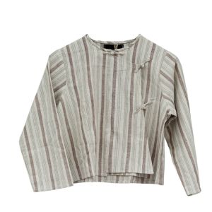 Burmese Traditional Side Button Inspired Cotton Long Sleeve Top 