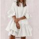 Solid Color Ruffled Mini Dress