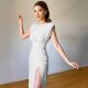Solid Color Side-slit Dress