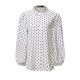 Single Breasted Polka Dot Printed Lantern Sleeve Blouse