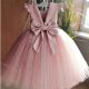 Girls Fluffy Yarn Bow Decorated Princess Dress