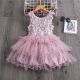 Girls Sleeveless Flower Decor Mesh Fluffy Dress