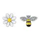 Asymmetrical Bee Sunflower Pattern Stud Earrings