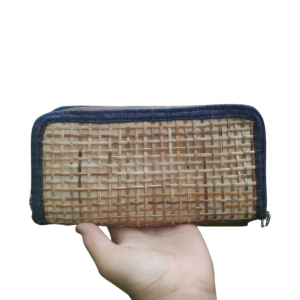 NB Handmade Rattan Long Wallet with zipper