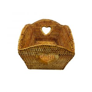 Rattan Basket with Heart Shaped Holder
